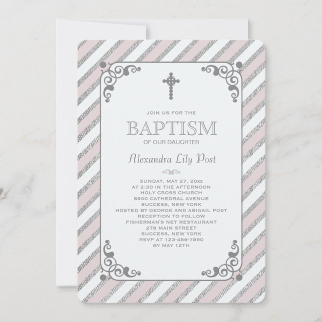 Inbjudan till silver Impression Rosa Religiösa   (Framsida)