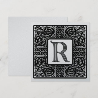 Inbjudan till Silver Metallic R Monogram