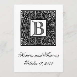 Inbjudan till silver monogrammed keltiskt bröllop