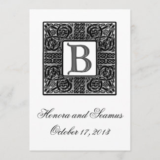 Inbjudan till silver monogrammed keltiskt bröllop