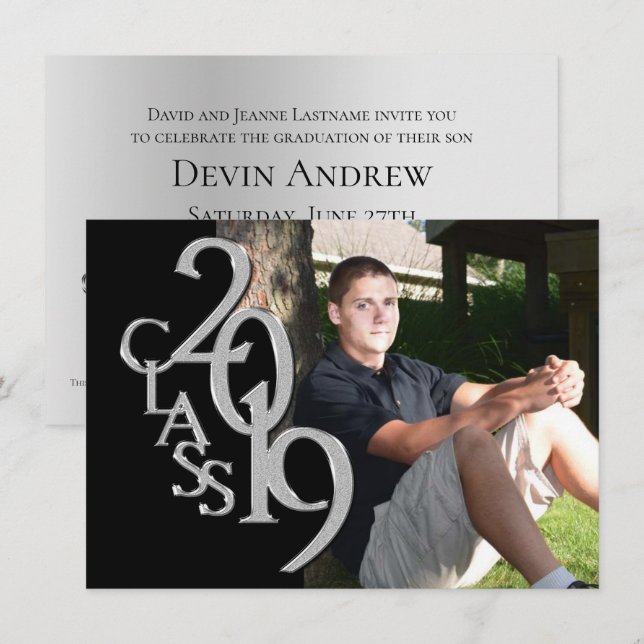 Inbjudan till silver och Black 2019 Photo Studente (Fram/baksida)