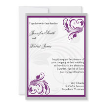Inbjudan till silver och Lila Blommigt Heart Weddi