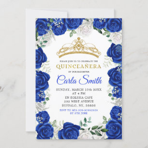 Inbjudan till silver och Royal Blue Ro Quinceañera