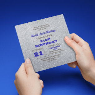 Inbjudan till silver & Sapphire Blue Sparkly Birth