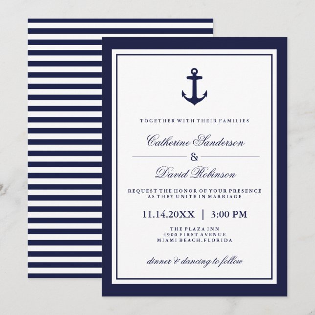 Inbjudan till sjöbröllop med marinflottan Rand (Fram/baksida)