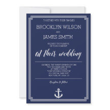 Inbjudan till sjöbröllop med vit Ram