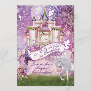 Inbjudan till sjöjungfru Fairy Unicorn Castle Ench