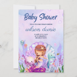 Inbjudan till sjöjungfru Flicka Baby Shower