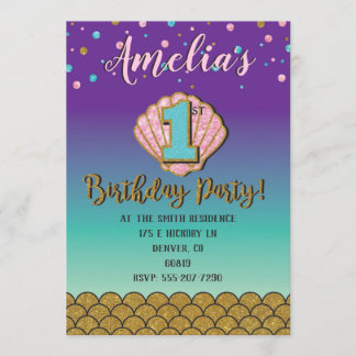 Inbjudan till sjöjungfru första födelsedag