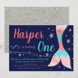 Inbjudan till sjöjungfru på födelsedag | Under hav