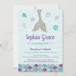 Inbjudan till sjöjungfru på födelsedag | Under hav