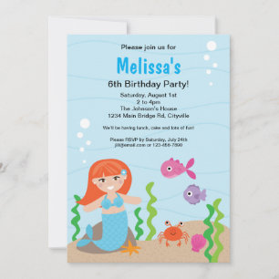 Inbjudan till Sjöjungfru Red Birthday