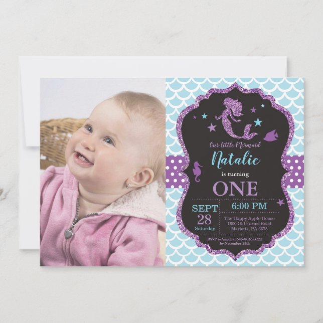 Inbjudan till sjöjungfru under Party under havets  (Framsida)