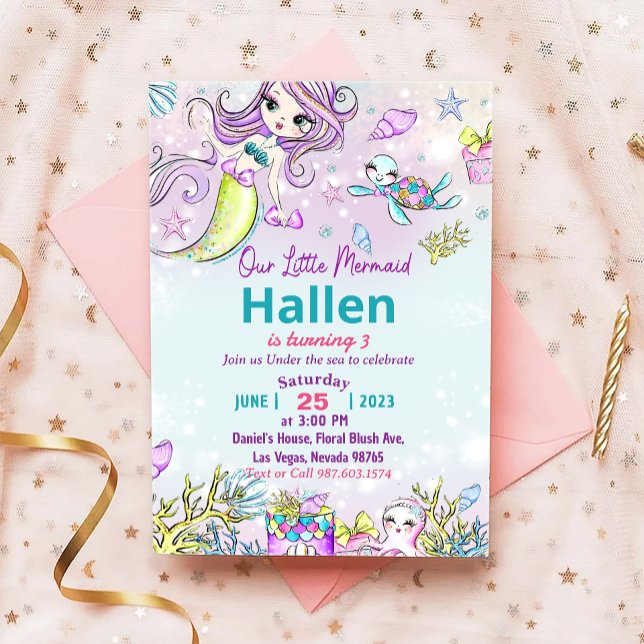 Inbjudan till sjöjungfru under Party under havets  (Skapare uppladdad)