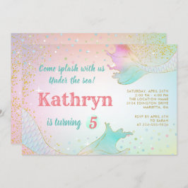 Inbjudan till Sjöjungfrun Pastel Birthday under Se
