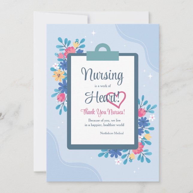 Inbjudan till sjuksköterskans Blommigt Tack (Framsida)