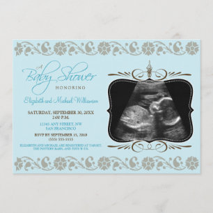 Inbjudan till skadlig Sonogram Baby Shower (aqua)