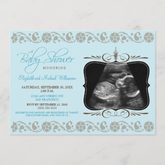 Inbjudan till skadlig Sonogram Baby Shower (aqua)