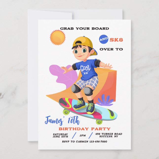 Inbjudan till skateparkpojke (Framsida)