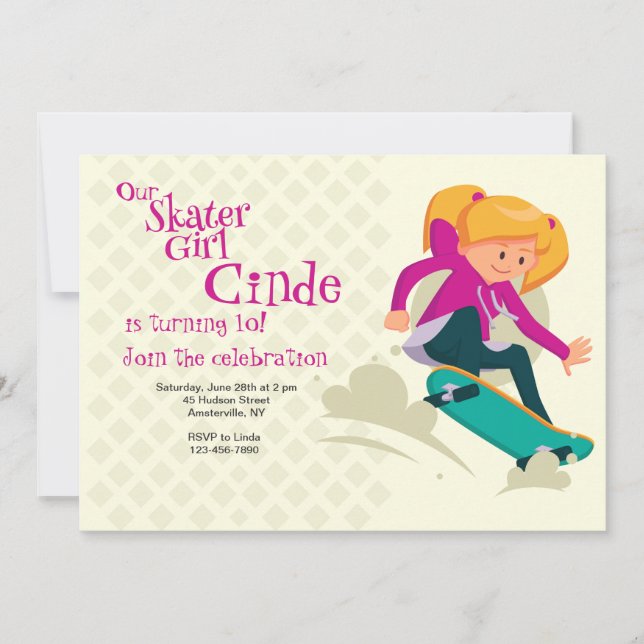 Inbjudan till skater Girl (Framsida)