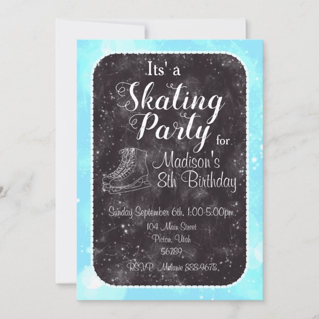 Inbjudan till Skating Birthday i figur (Framsida)