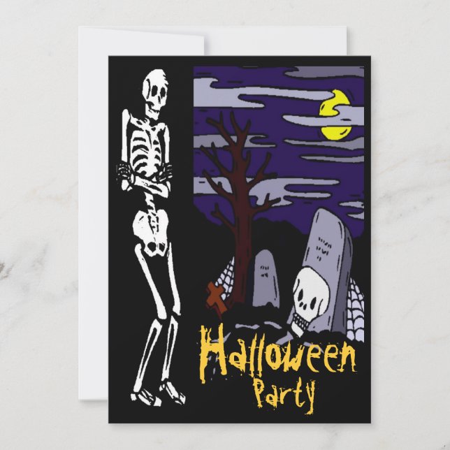 Inbjudan till Skeleton Halloween fest (Framsida)