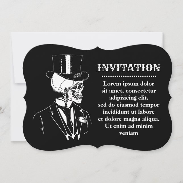 Inbjudan till skelettbröllop (Framsida)