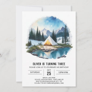 Inbjudan till skogen Explorer för barn på födelsed