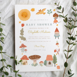 Inbjudan till skogsvamp i skogshuset Baby Shower
