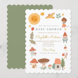 Inbjudan till skogsvamp i skogshuset Baby Shower