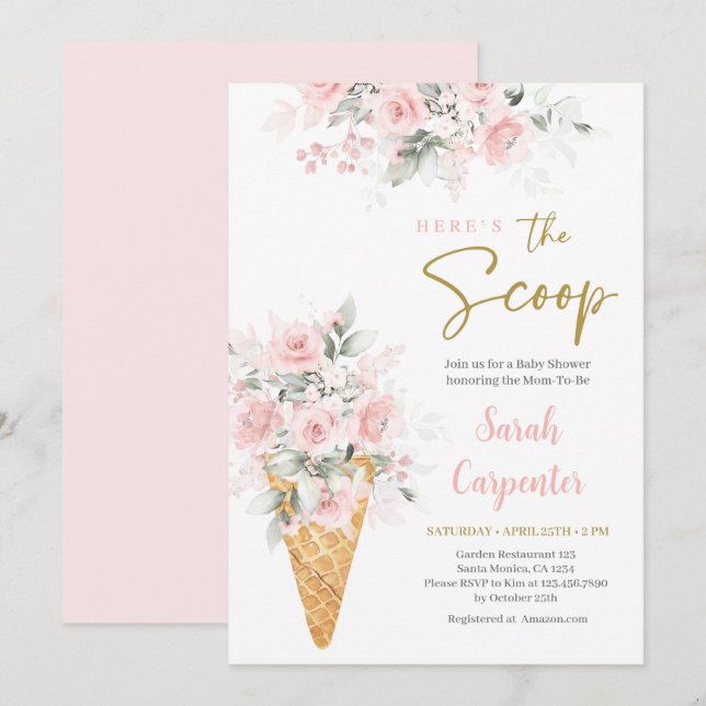 Inbjudan till skolflicka i Glass Baby Shower Girl (Fram/baksida)