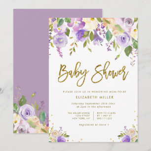 inbjudan till sköljning och blommigt till babydusc
