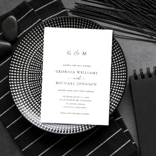 Inbjudan till skript Ampersand Monogram White Wedd