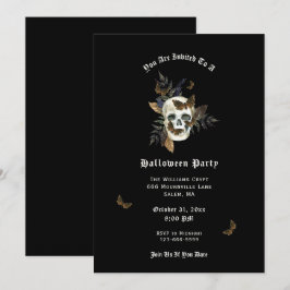 Inbjudan till Skull Butterfly Halloween fest