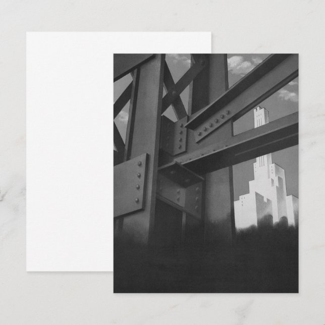 Inbjudan till Skyscraper för vintage Steel Constru (Fram/baksida)