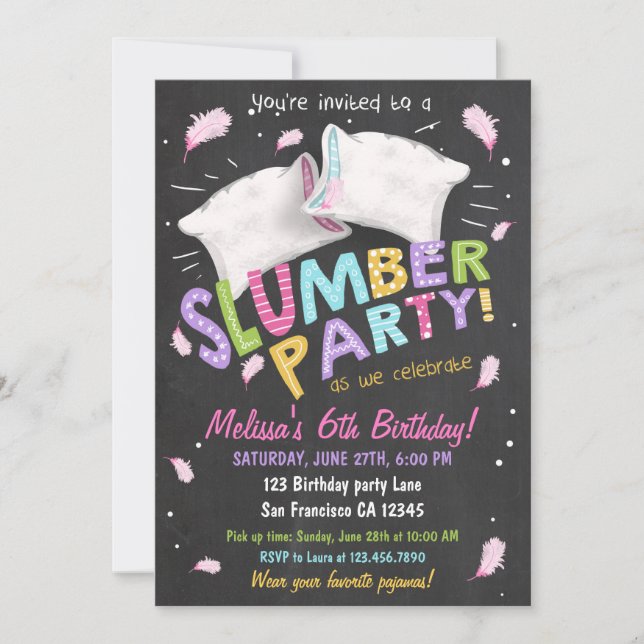 Inbjudan till Slumber Party Pajamas Sleepover (Framsida)