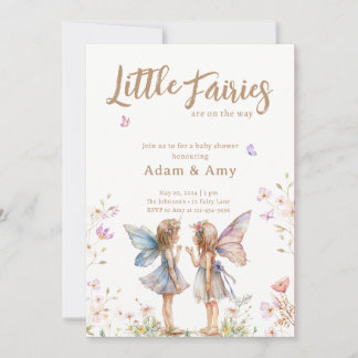 Inbjudan till små Älvor Twin Girl Baby Shower