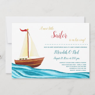 Inbjudan till små sjömän, nautiskt babyskor