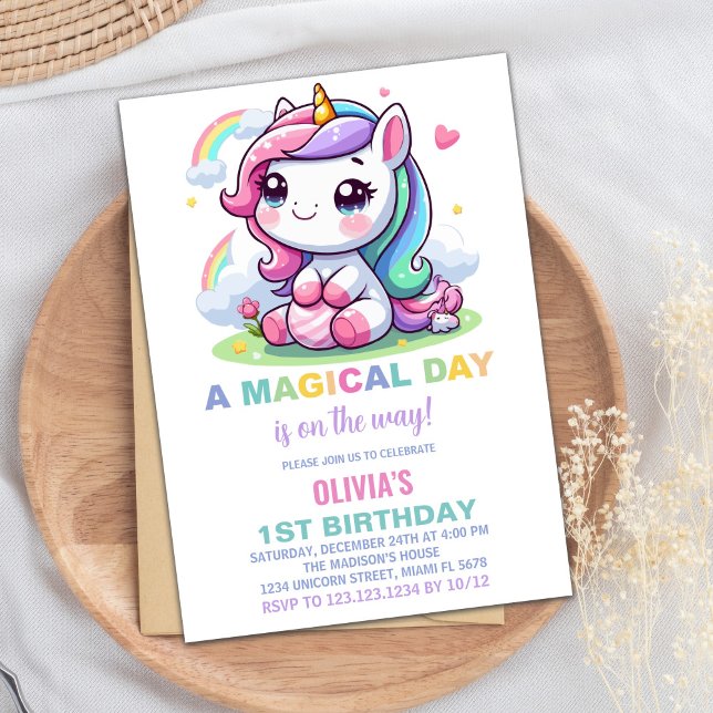 Inbjudan till små Unicorn-födelsedagar (Little Unicorn Birthday Invitations)