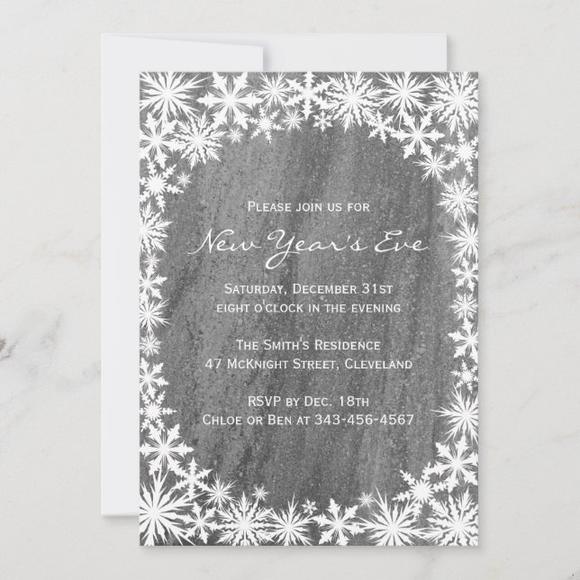 Inbjudan till snöflingor & Granite-Nyårsafton (Framsida)