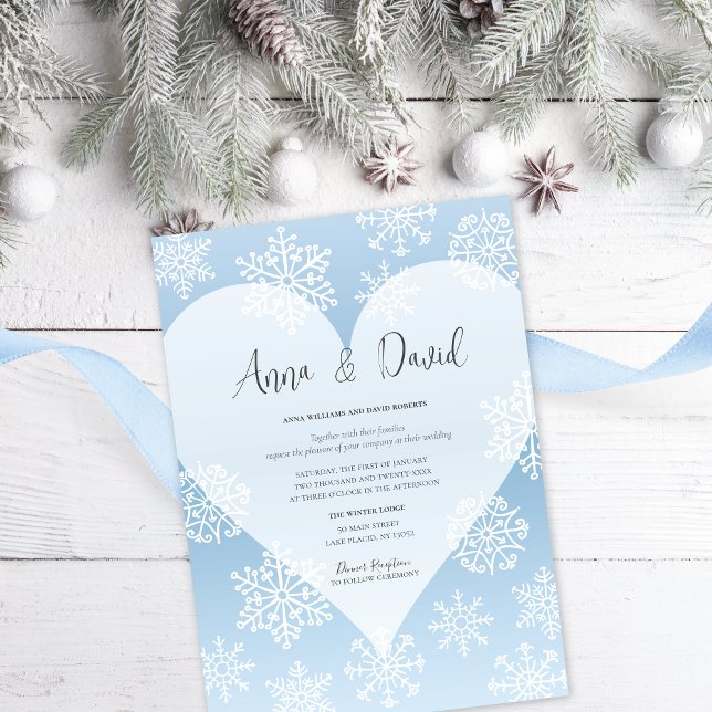 Inbjudan till snöflingor Isig Blue Winter Wedding (Skapare uppladdad)