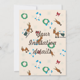 Inbjudan till snögubbar Reindeer och Snöflingor