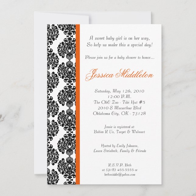 Inbjudan till Snöre-babyåkare med fem Orangar (Framsida)