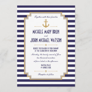 Inbjudan till snyggt Anpassningsbar Nautical Weddi