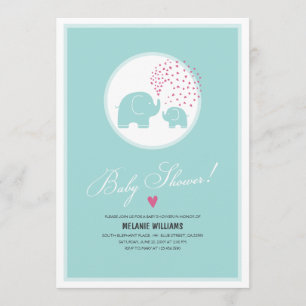 Inbjudan till snyggt Blue Elephants Baby Shower