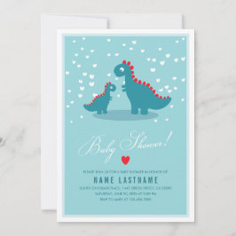 Inbjudan till snyggt Blue Teal Dinosaur Baby Showe