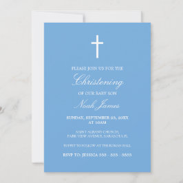 Inbjudan till snyggt Blue Traditional Christening