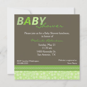 Inbjudan till Snyggt Grönt och Brown Baby Shower