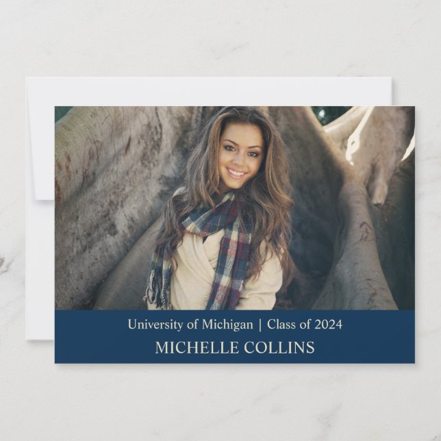 Inbjudan till snyggt Guld Studenten (Baksida)