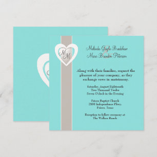 Inbjudan till snyggt Taupe och Aqua Blue Wedding